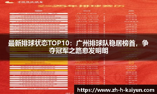 最新排球状态TOP10：广州排球队稳居榜首，争夺冠军之路愈发明朗